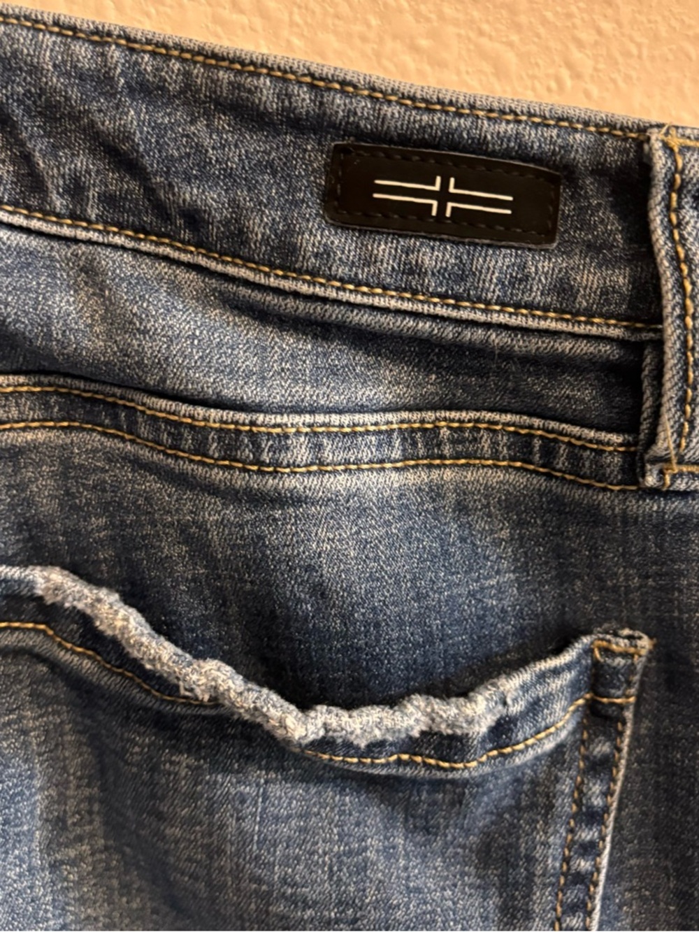 Liverpool Dark Blue Cropped Flare Jeans with Raw Hem 8/29 - Picture 4 of 4